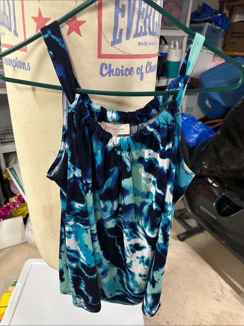 philosophy Blue Teal Abstract Print Camisole